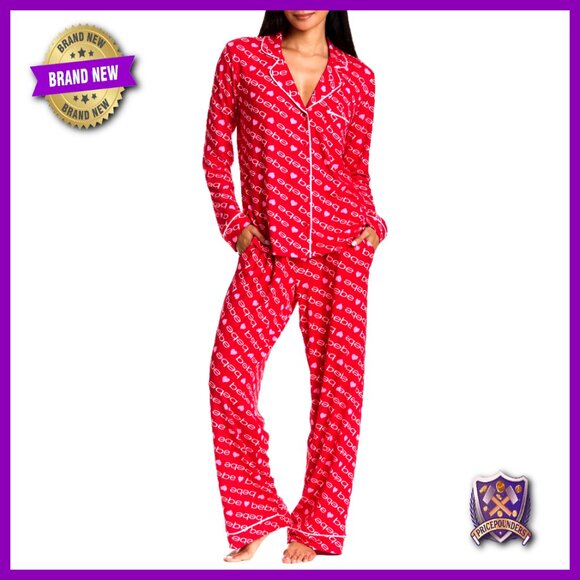Long Sleeve Button Down Pajama Set with Pants X-Large Polyester Spandex